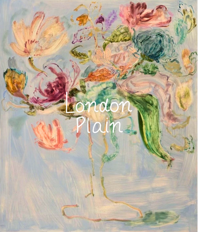 Painting of loose pastel flowers with the words London Plain